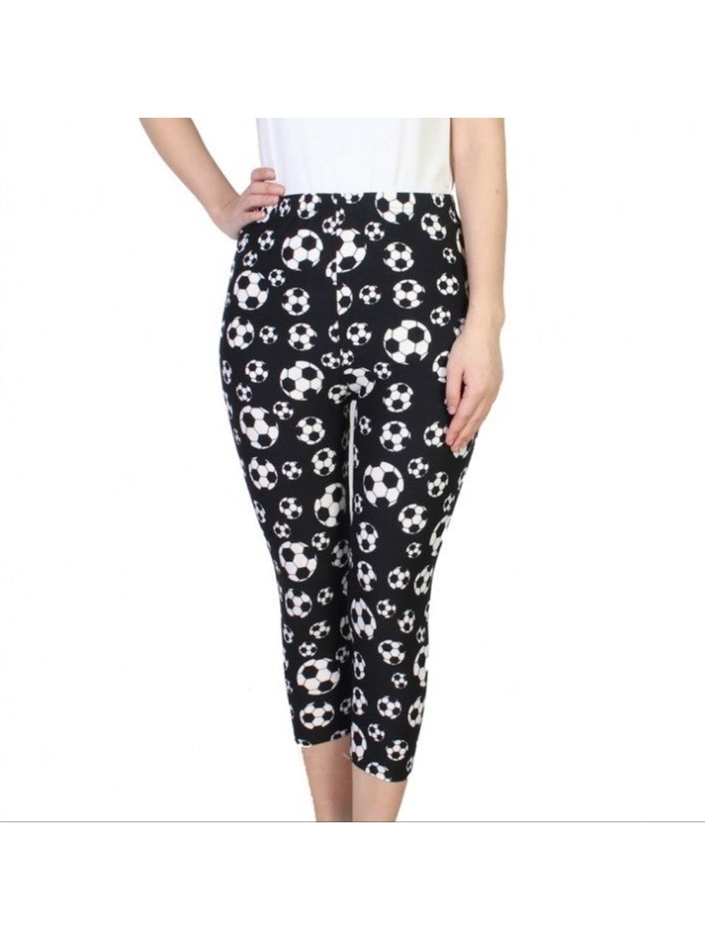 BLACK & White Soccer Ball Athletic Capris Size 2-10 NWT